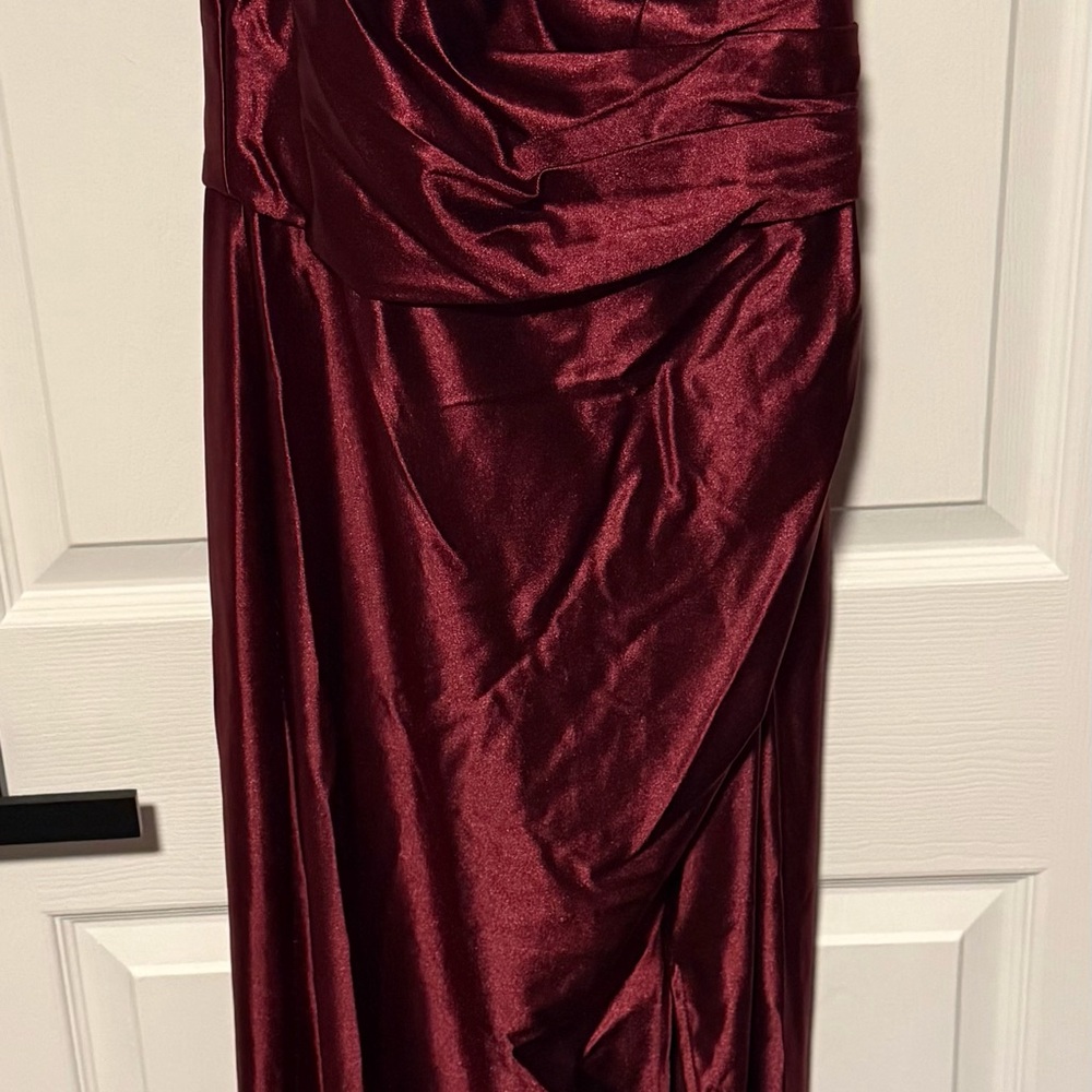 David’s Bridal Elegant Burgundy Satin Dress